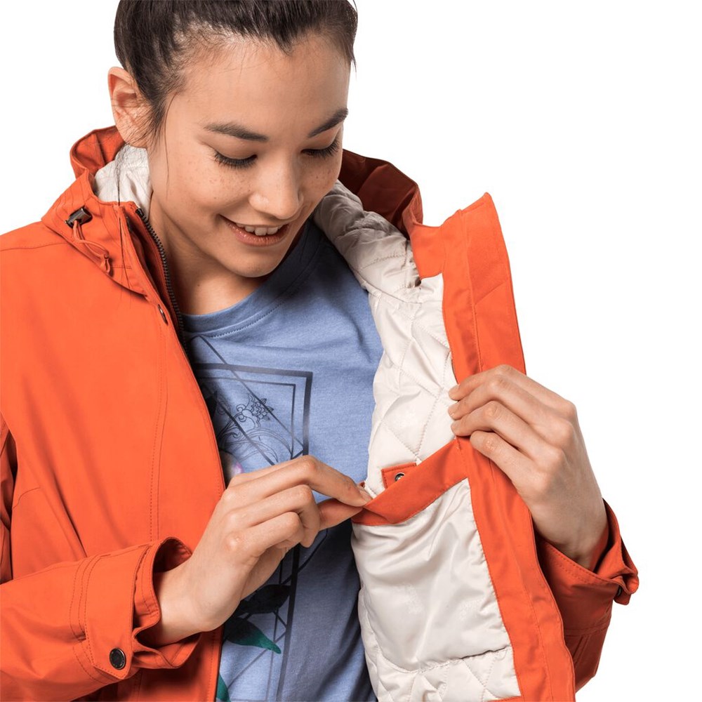 Chaqueta Impermeable Jack Wolfskin Lake Louise Mujer Naranjas | IV0294571