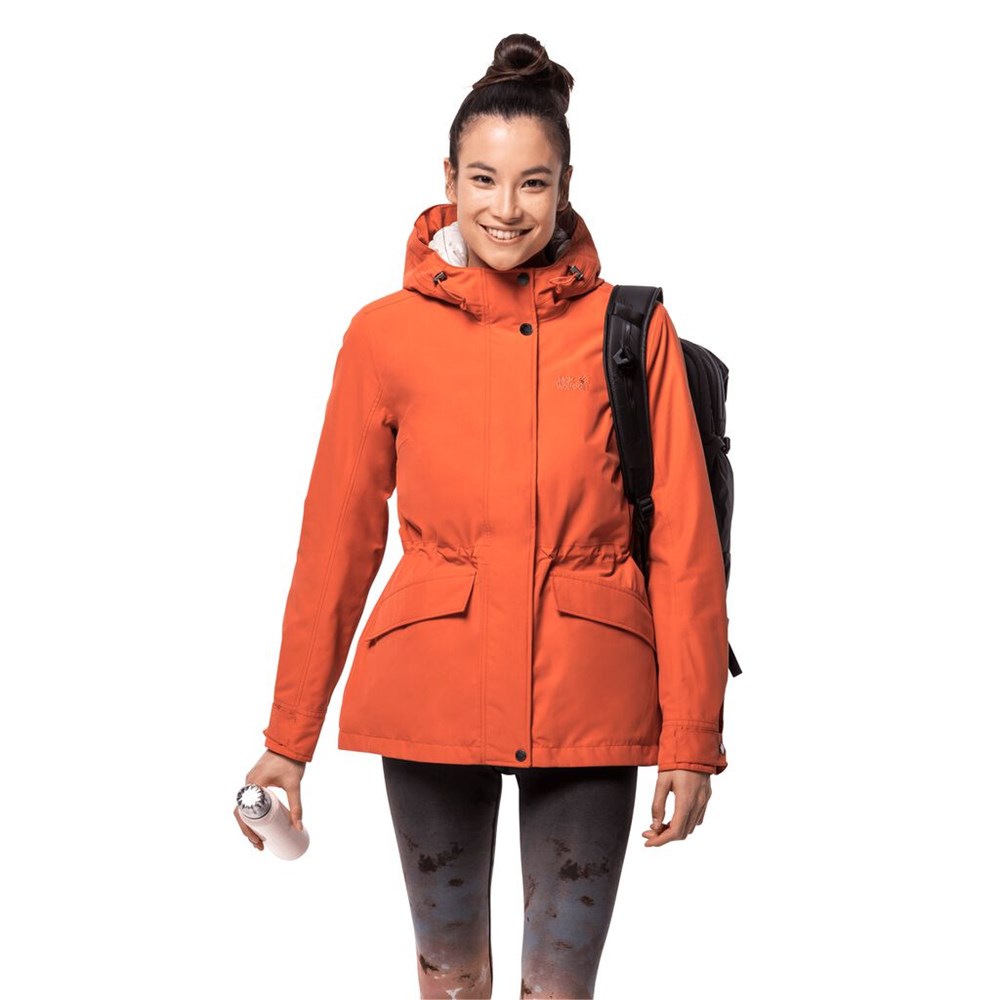 Chaqueta Impermeable Jack Wolfskin Lake Louise Mujer Naranjas | IV0294571