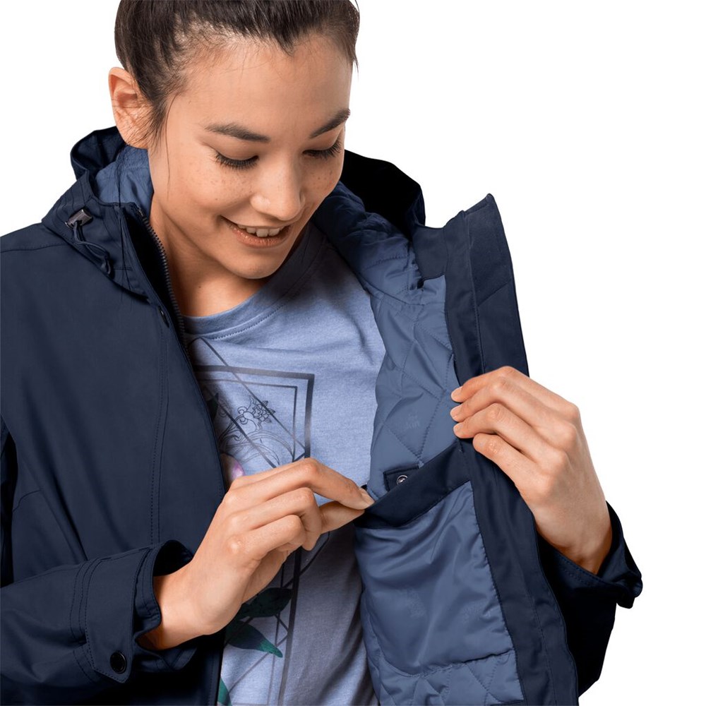 Chaqueta Impermeable Jack Wolfskin Lake Louise Mujer Azules | SQ4256018