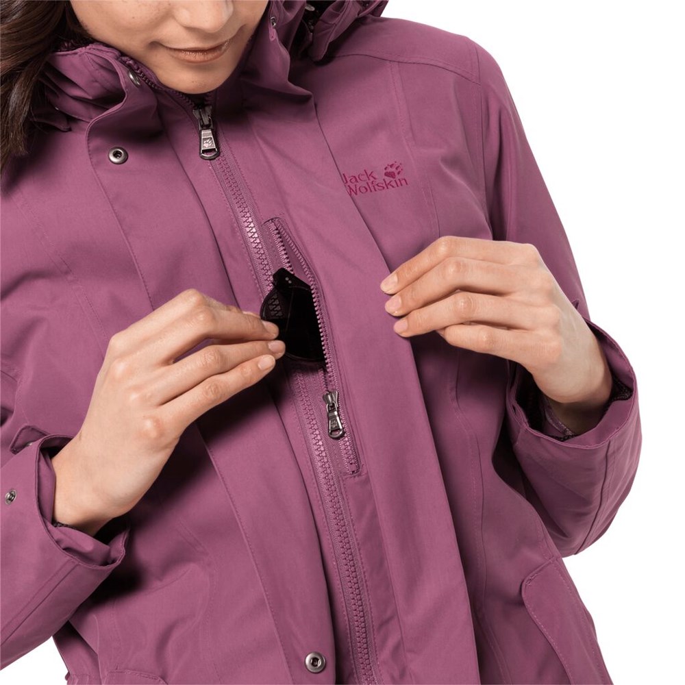 Chaqueta Impermeable Jack Wolfskin Madison Avenue Mujer Morados | AD4375219