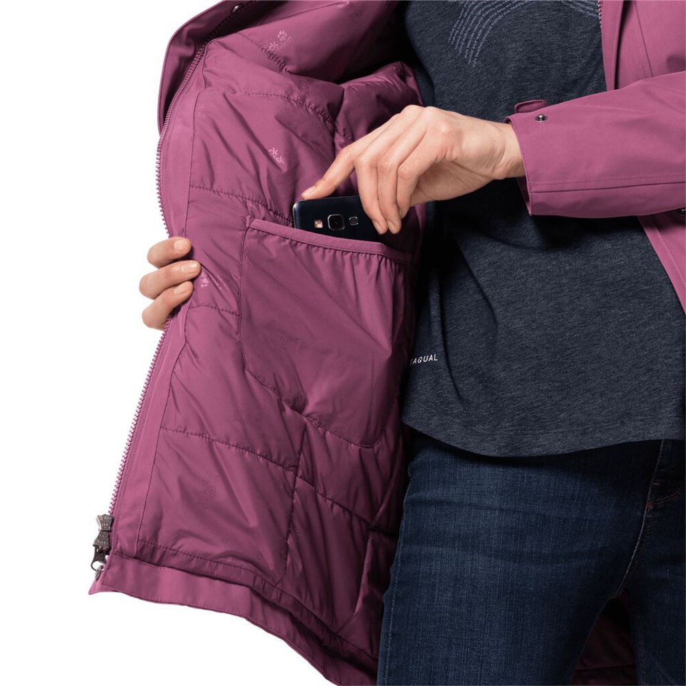 Chaqueta Impermeable Jack Wolfskin Madison Avenue Mujer Morados | AD4375219