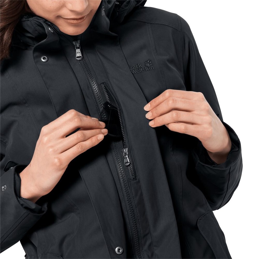 Chaqueta Impermeable Jack Wolfskin Madison Avenue Mujer Negros | PW5348217