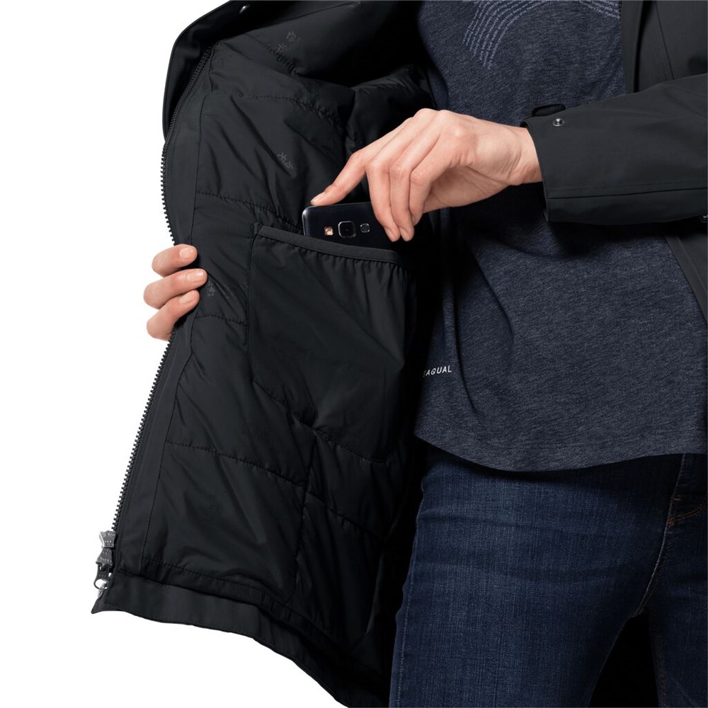 Chaqueta Impermeable Jack Wolfskin Madison Avenue Mujer Negros | PW5348217