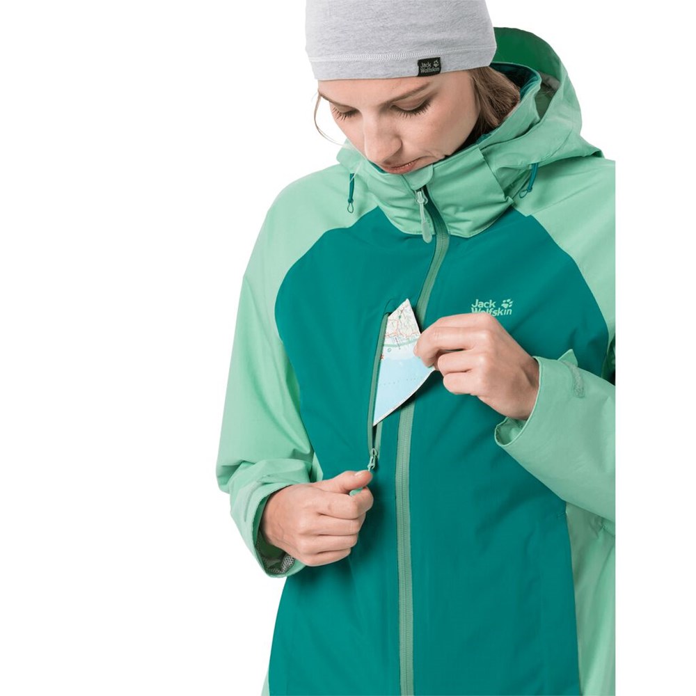 Chaqueta Impermeable Jack Wolfskin Mount Emin Mujer Turquesa Verdes | CK4351720