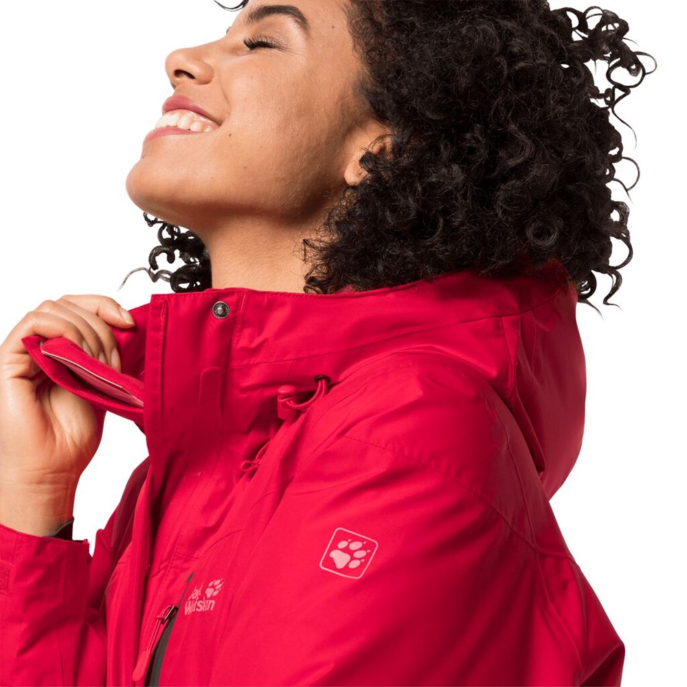 Chaqueta Impermeable Jack Wolfskin North Tech Mujer Rojos | TY7954803