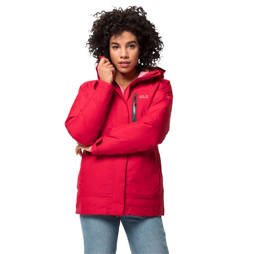 Chaqueta Impermeable Jack Wolfskin North Tech Mujer Rojos | TY7954803