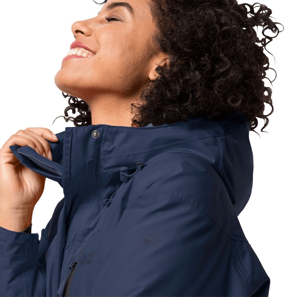 Chaqueta Impermeable Jack Wolfskin North Tech Mujer Azules Oscuro | DO4263175