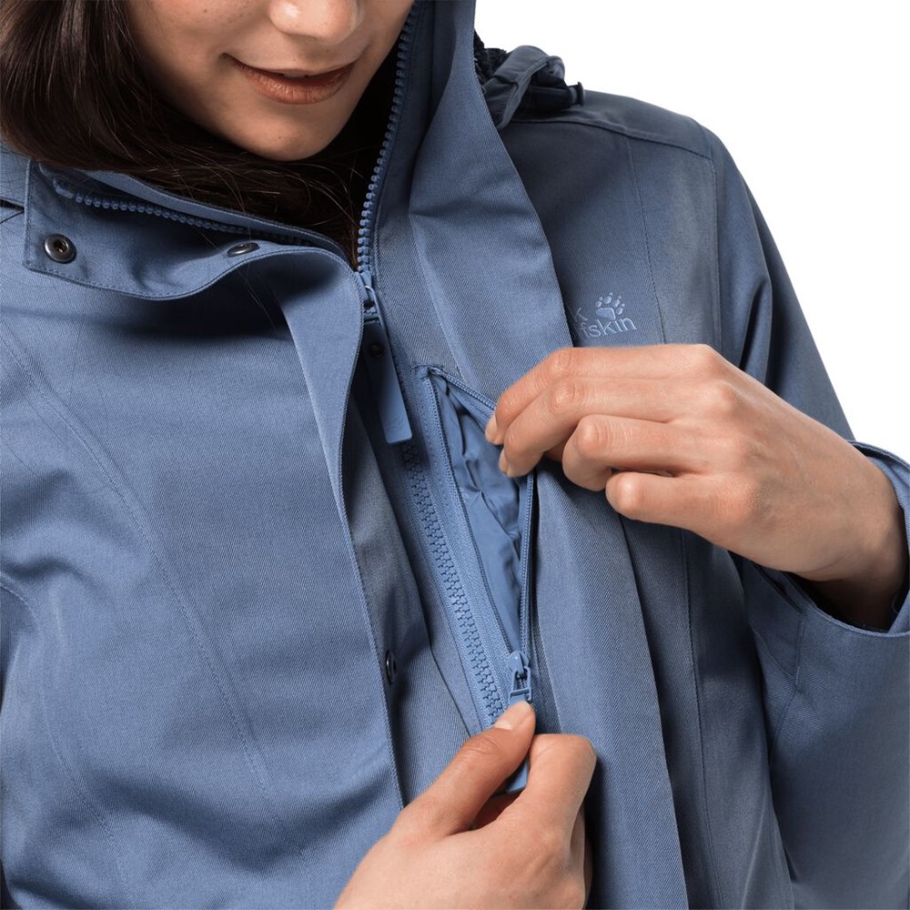 Chaqueta Impermeable Jack Wolfskin Park Avenue Mujer Azules Azules | ZO6147295