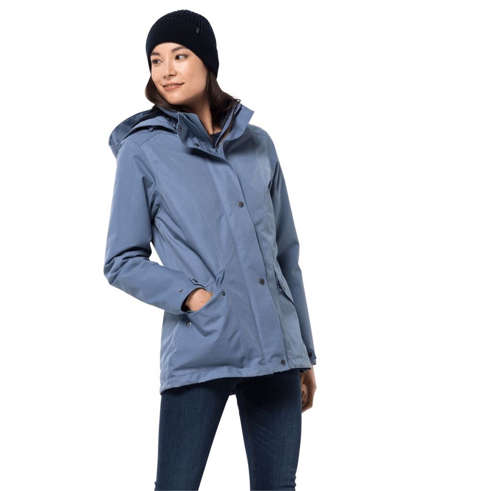 Chaqueta Impermeable Jack Wolfskin Park Avenue Mujer Azules Azules | ZO6147295