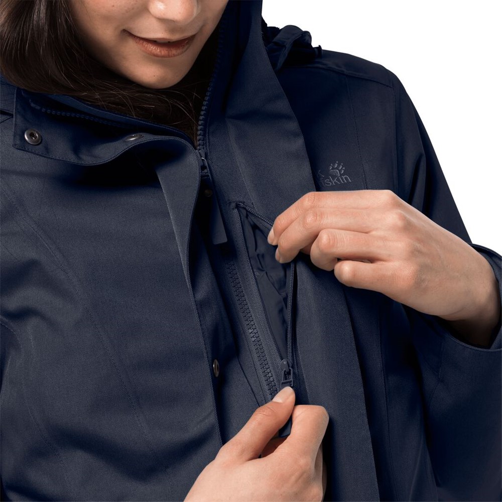 Chaqueta Impermeable Jack Wolfskin Park Avenue Mujer Azules | RP7614529