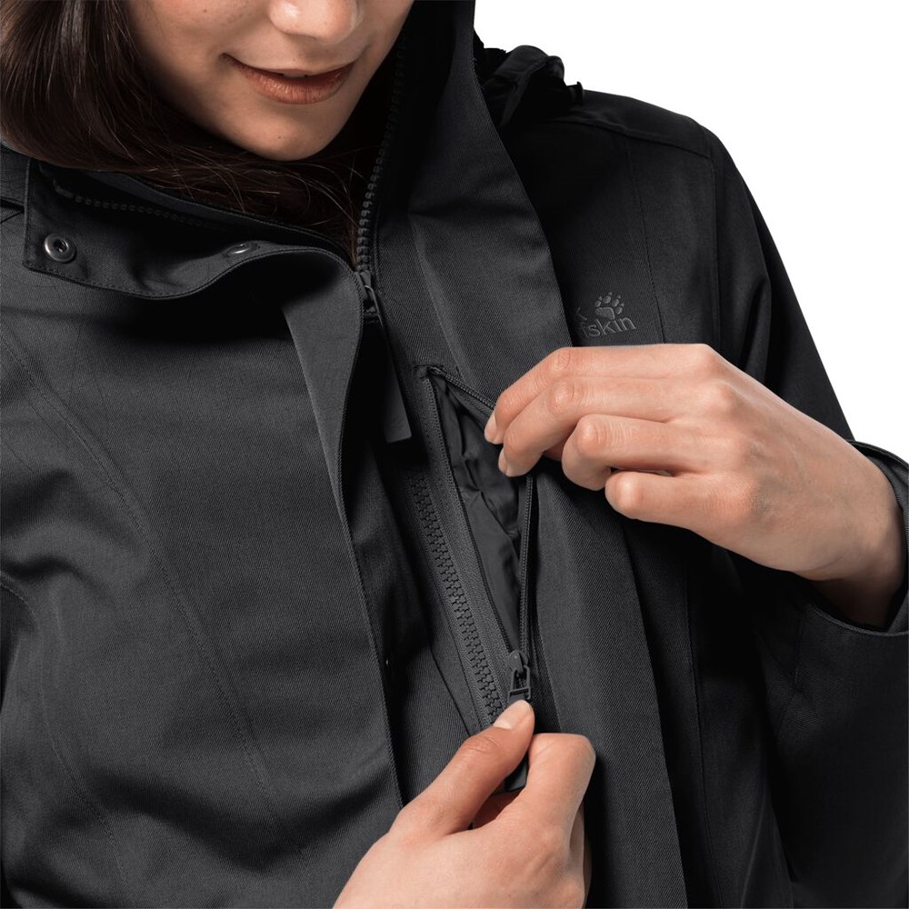 Chaqueta Impermeable Jack Wolfskin Park Avenue Mujer Negros | UR3701982