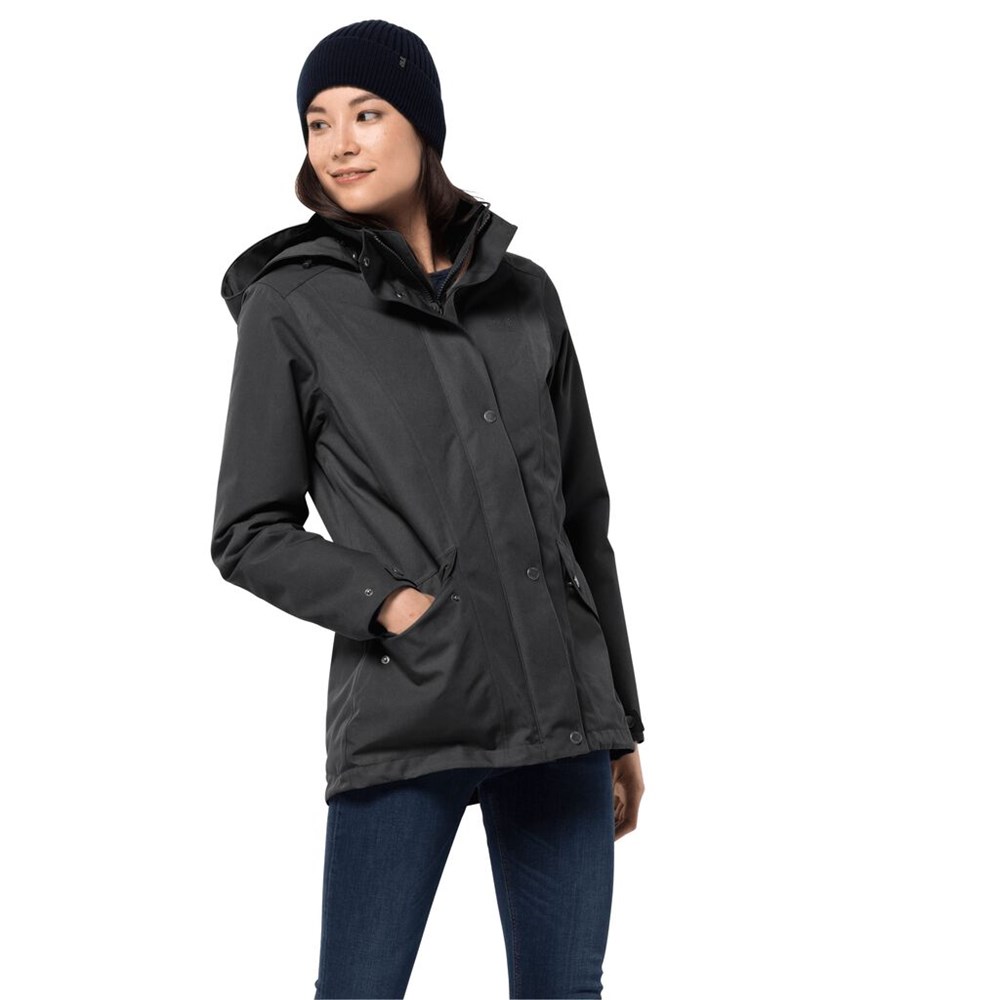 Chaqueta Impermeable Jack Wolfskin Park Avenue Mujer Negros | UR3701982