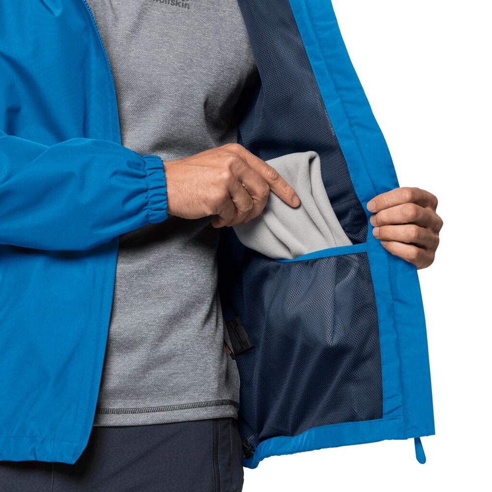 Chaqueta Impermeable Jack Wolfskin Stormy Point Hombre Azules | XL1750936