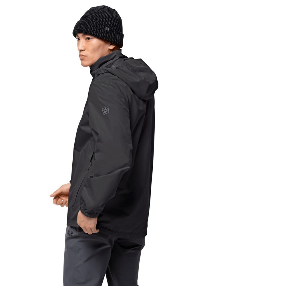 Chaqueta Impermeable Jack Wolfskin Stormy Point Hombre Negros | SX4853926