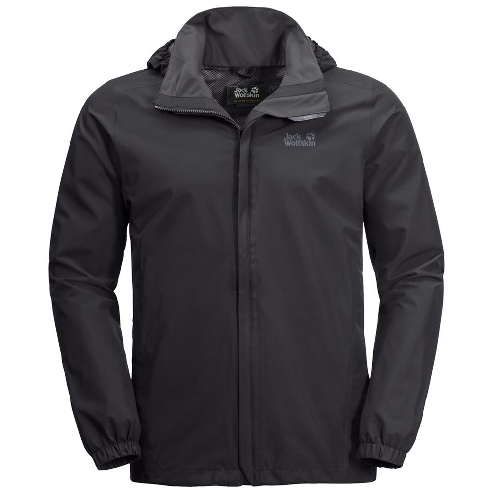 Chaqueta Impermeable Jack Wolfskin Stormy Point Hombre Negros | SX4853926