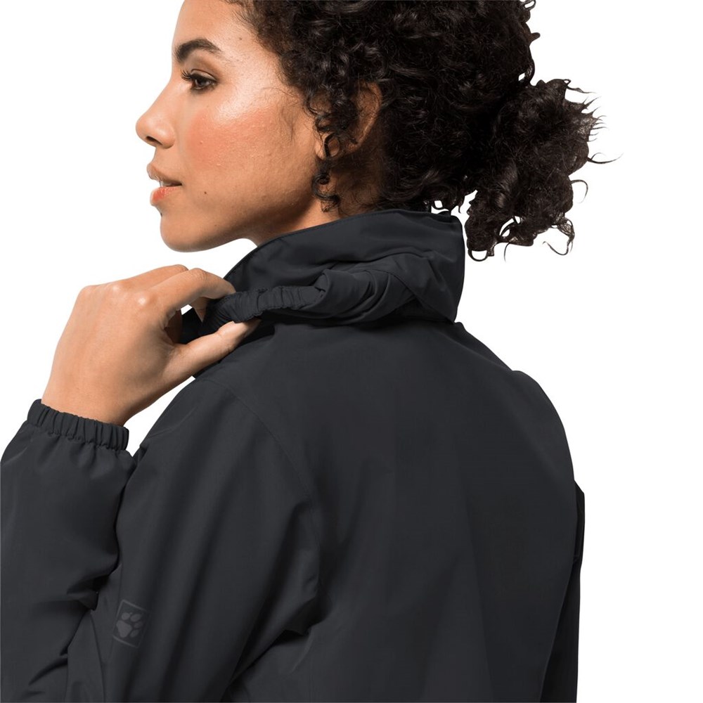 Chaqueta Impermeable Jack Wolfskin Stormy Point Mujer Negros | PO2649835