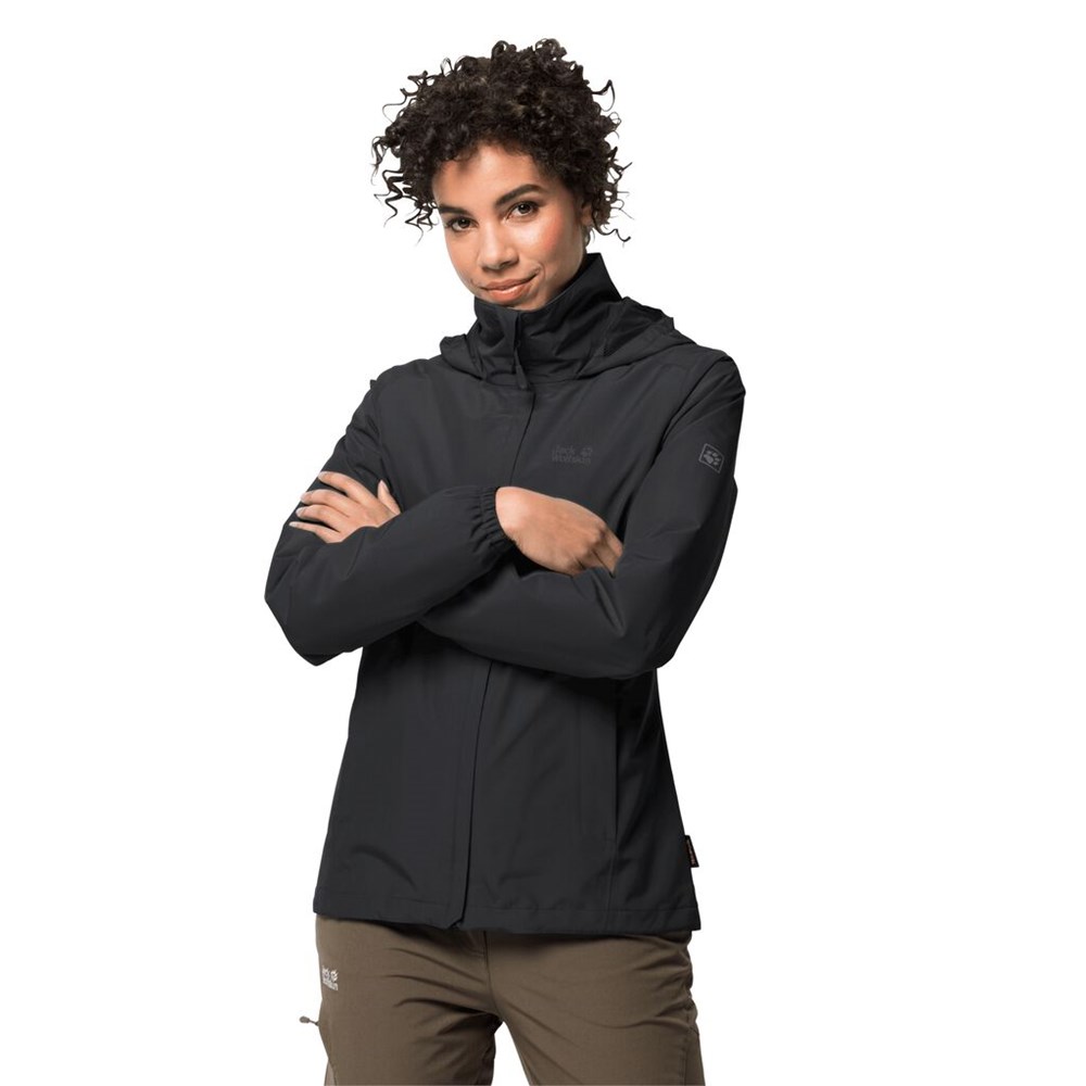 Chaqueta Impermeable Jack Wolfskin Stormy Point Mujer Negros | PO2649835