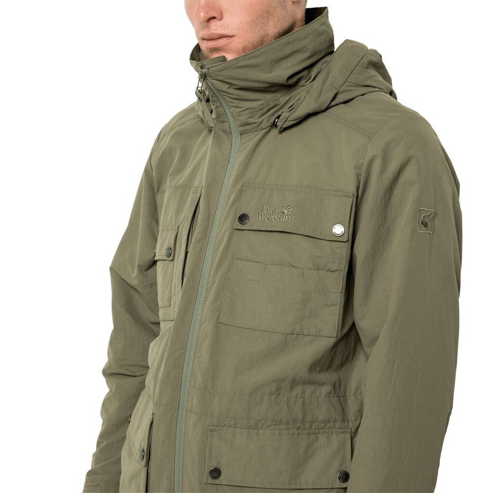 Chaqueta de otoño Jack Wolfskin Lakeside Safari Hombre Kaki | XK5476931