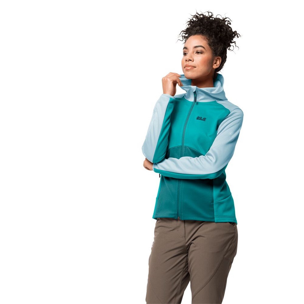 Chaqueta deportiva Jack Wolfskin Mount Isa Fleece Mujer Turquesa Claro | MD2736591