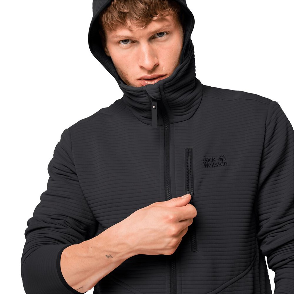 Chaquetas De Lana Jack Wolfskin Modesto Hooded Hombre Negros | GH7039564