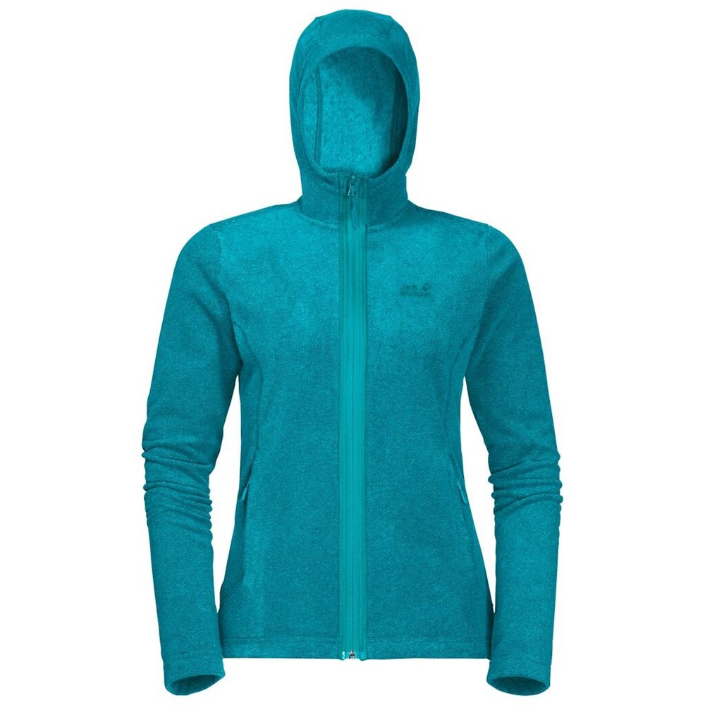 Chaquetas De Lana Jack Wolfskin Skywind Hooded Mujer Azules Oscuro | DF5370124