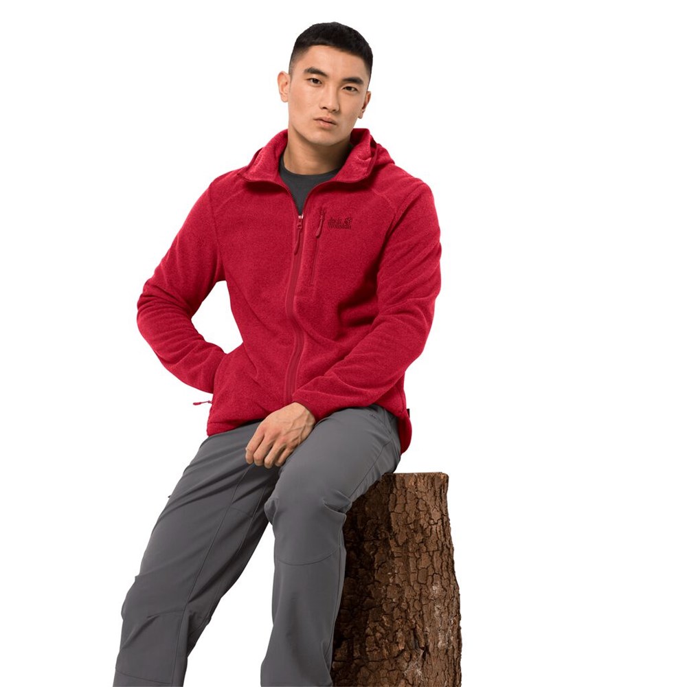 Chaquetas De Lana Jack Wolfskin Skywind Hooded Hombre Rojos | JF3850641