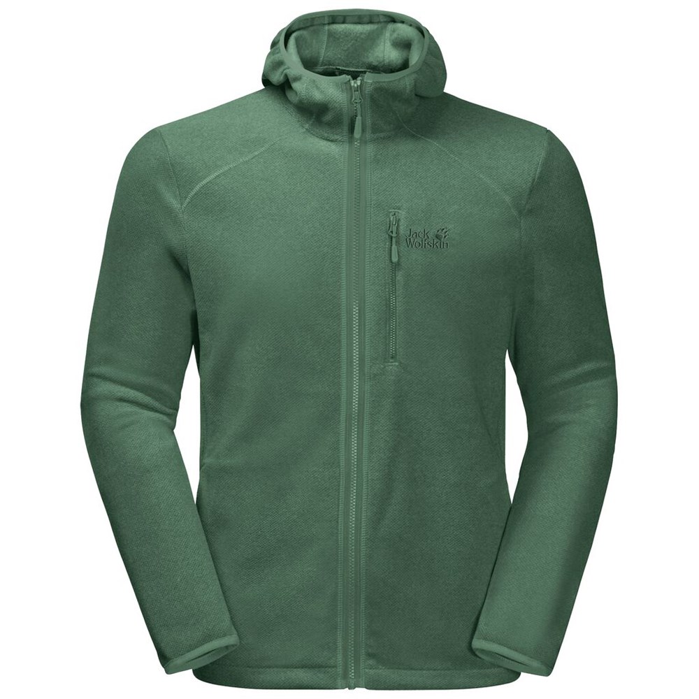 Chaquetas De Lana Jack Wolfskin Skywind Hooded Hombre Verde Oliva | GW0793214