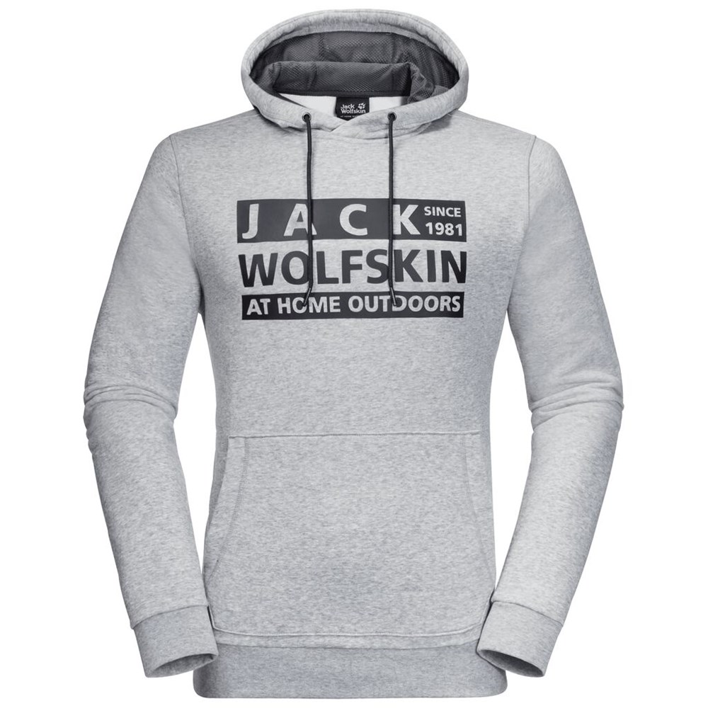 Jerséis Jack Wolfskin Brand Hoody Hombre Grises Claro | VY7620843