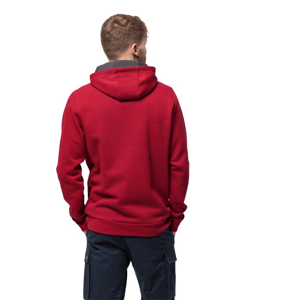 Jerséis Jack Wolfskin Brand Hoody Hombre Rojos Oscuro | HV4286019