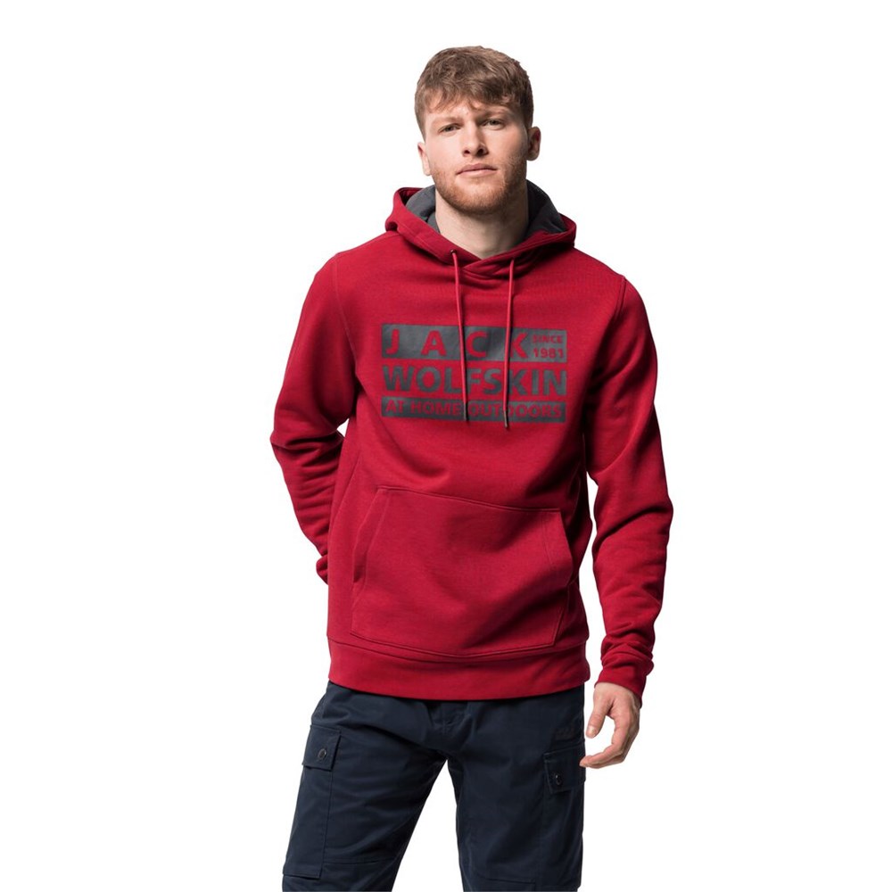 Jerséis Jack Wolfskin Brand Hoody Hombre Rojos Oscuro | HV4286019