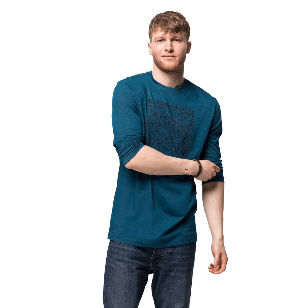 Jerséis Jack Wolfskin Ocean Longsleeve Hombre Azules | LQ1075389