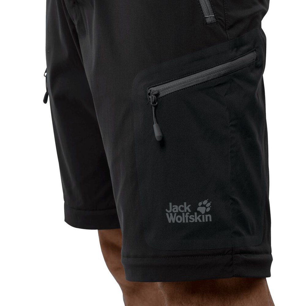 Pantalón softshell Jack Wolfskin Activate Light Zip Off Hombre Negros | ED8270435