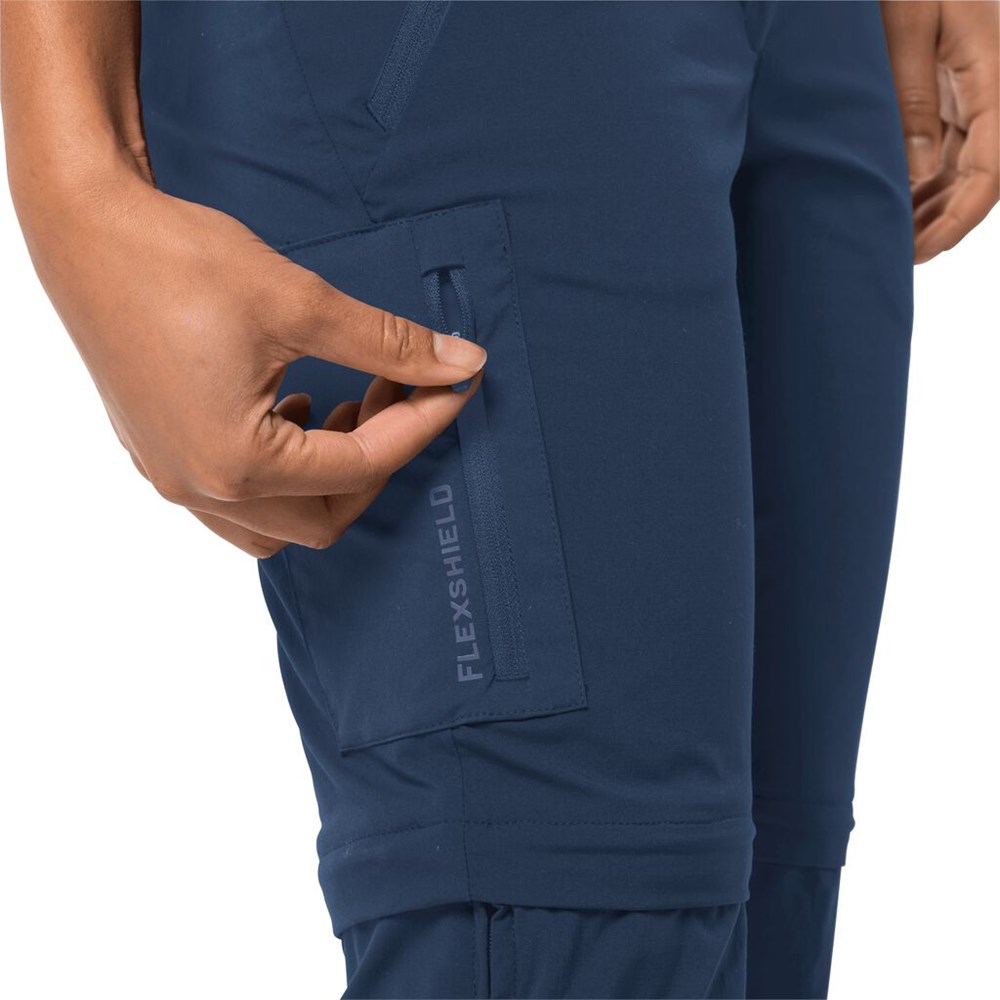 Pantalón softshell Jack Wolfskin Overland Zip Away Mujer Azules Oscuro | OT3209485