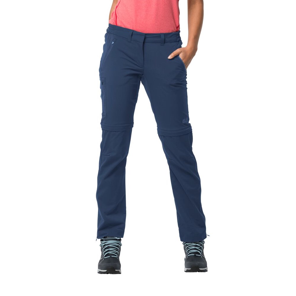 Pantalón softshell Jack Wolfskin Overland Zip Away Mujer Azules Oscuro | OT3209485