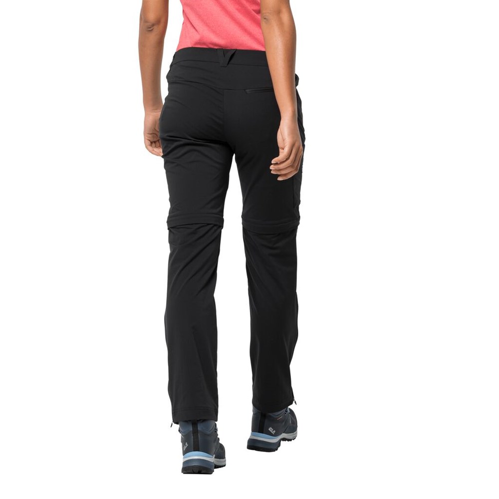 Pantalón softshell Jack Wolfskin Overland Zip Away Mujer Negros | JV1728540