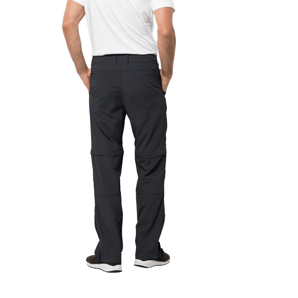 Pantalones Casuales Jack Wolfskin Canyon Zip Off Hombre Negros | IU0921576