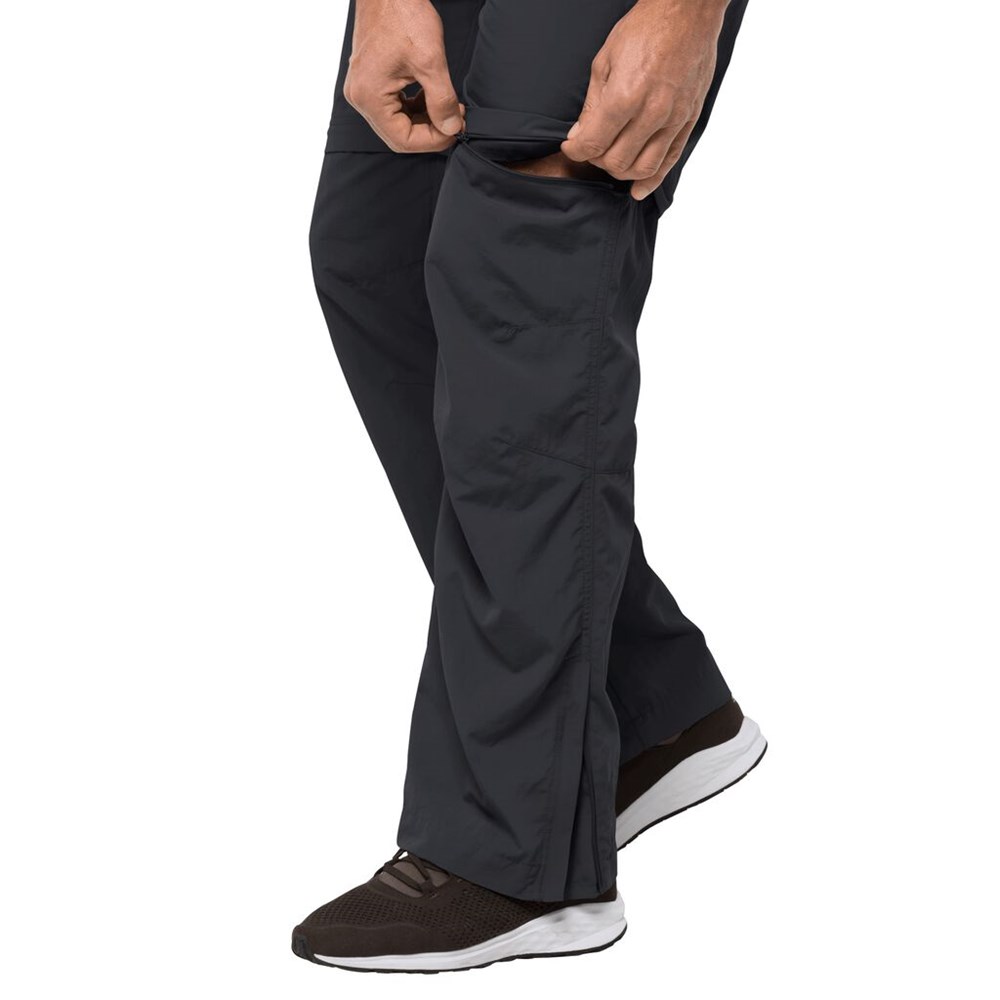 Pantalones Casuales Jack Wolfskin Canyon Zip Off Hombre Negros | IU0921576