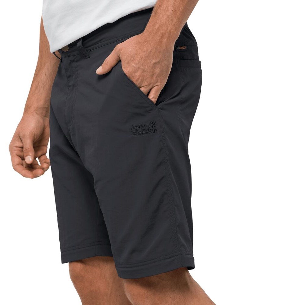 Pantalones Casuales Jack Wolfskin Canyon Zip Off Hombre Negros | IU0921576