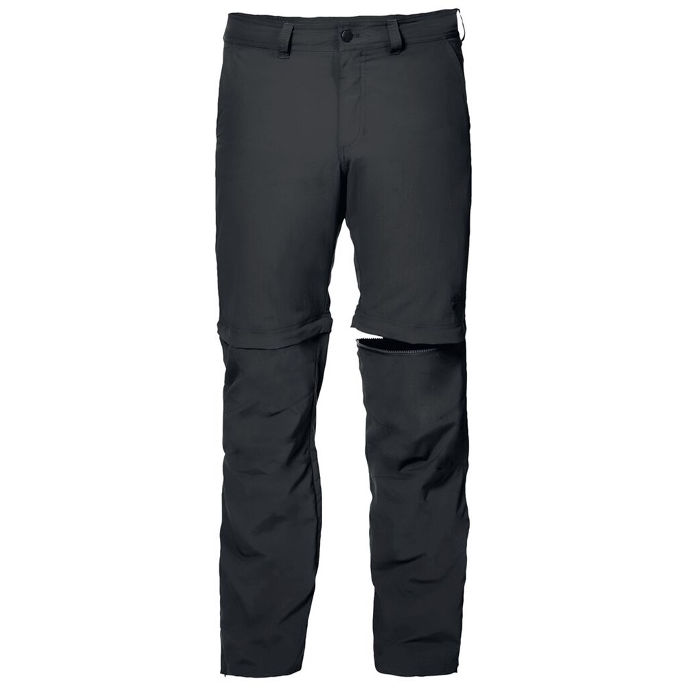 Pantalones Casuales Jack Wolfskin Canyon Zip Off Hombre Negros | IU0921576