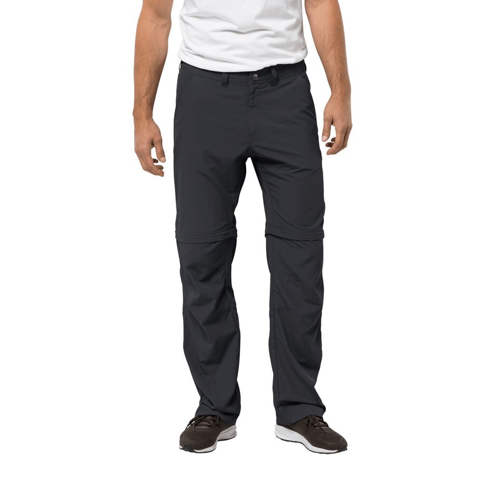 Pantalones Casuales Jack Wolfskin Canyon Zip Off Hombre Negros | IU0921576