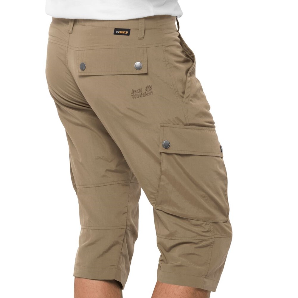 Pantalones Casuales Jack Wolfskin Desert Valley 3/4 Hombre Negros | UP0539642