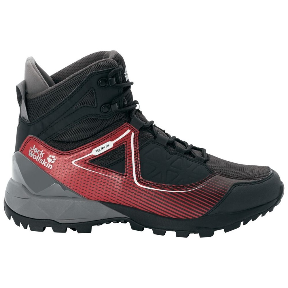 Tenis de Senderismo Jack Wolfskin Cascade Hike Xt Texapore Mid Hombre Black/Red | EL5602834