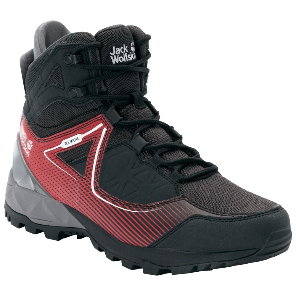 Tenis de Senderismo Jack Wolfskin Cascade Hike Xt Texapore Mid Hombre Black/Red | EL5602834