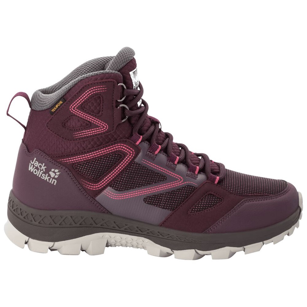 Tenis de Senderismo Jack Wolfskin Downhill Texapore Mid Mujer Burgundy/Pink | IY1065274