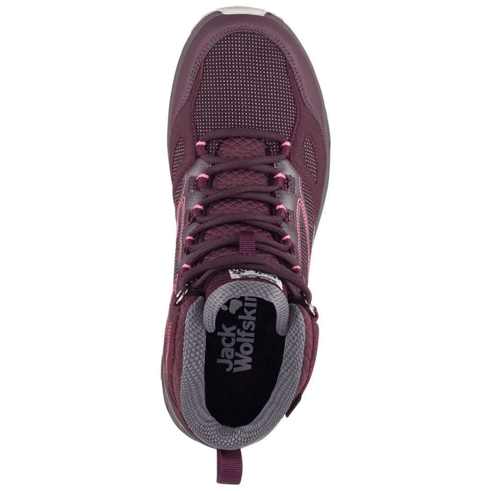 Tenis de Senderismo Jack Wolfskin Downhill Texapore Mid Mujer Burgundy/Pink | IY1065274