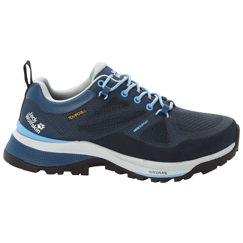 Tenis de Senderismo Jack Wolfskin Force Striker Texapore Low Mujer Azules Azules | HP4593208