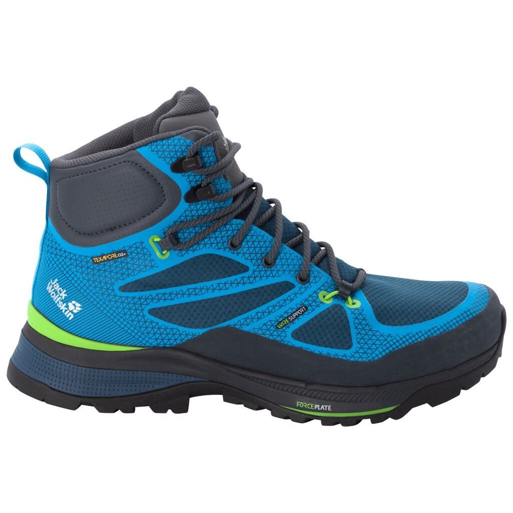 Tenis de Senderismo Jack Wolfskin Force Striker Texapore Mid Hombre Blue/Green | IM2390647