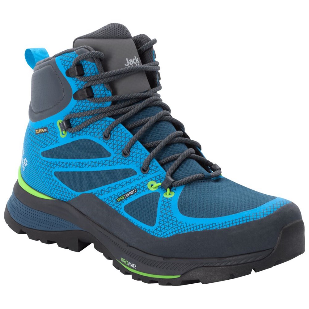 Tenis de Senderismo Jack Wolfskin Force Striker Texapore Mid Hombre Blue/Green | IM2390647