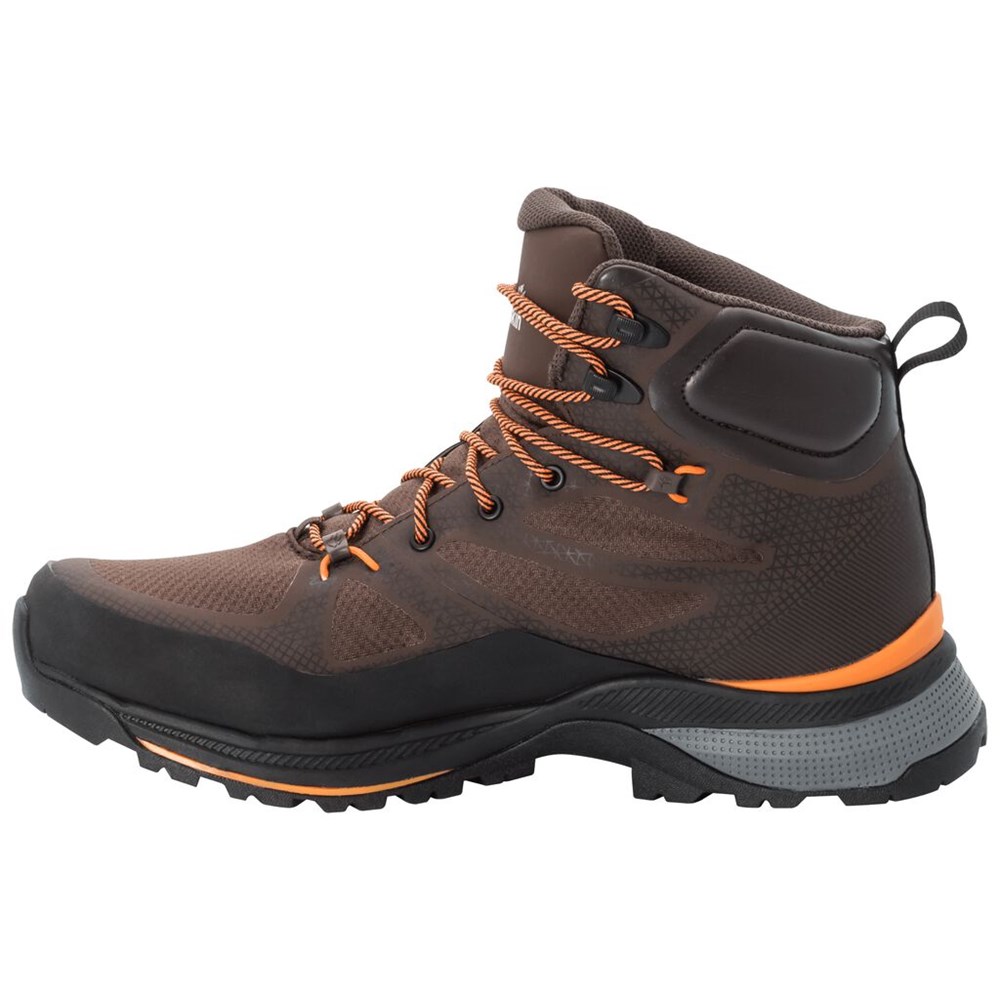 Tenis de Senderismo Jack Wolfskin Force Striker Texapore Mid Hombre Black/Orange | UD8621907