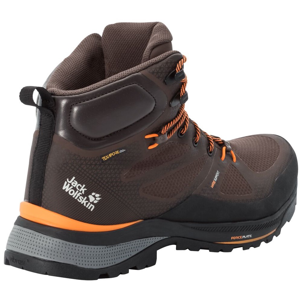 Tenis de Senderismo Jack Wolfskin Force Striker Texapore Mid Hombre Black/Orange | UD8621907